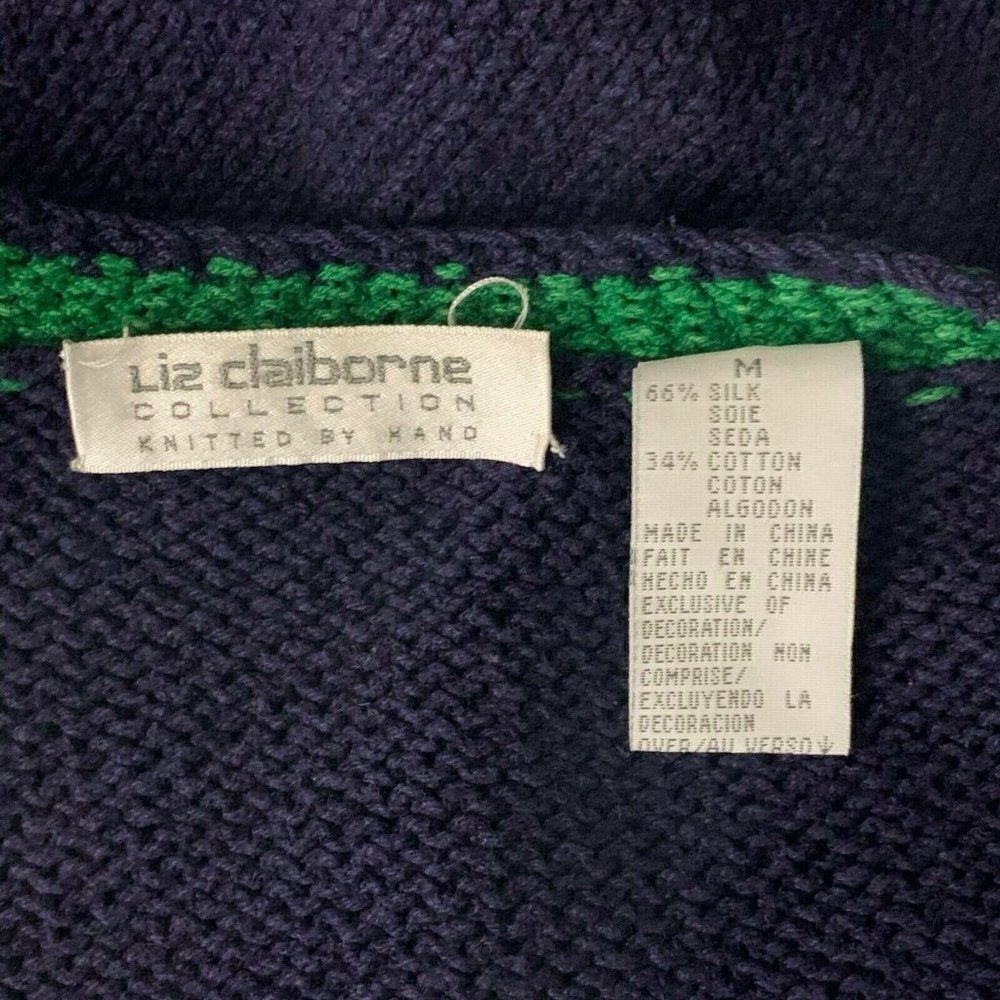 Vintage Liz Claiborne Knit Cardigan Sweater M Blue - Picture 6 of 6